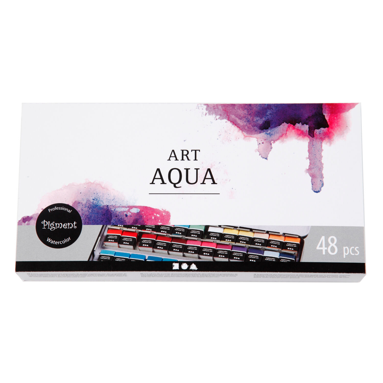NEU Aquarellkasten Metall, Art Aqua Standard-Farben, gef�llt mit 48x 1/2 N�pfchen Bild 2
