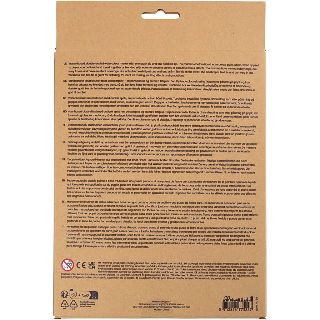 Aquarell-Filzstifte, Pastellfarben, Strichst�rke 2+4-8, Sortierte Farben, 12 St�ck Bild 2