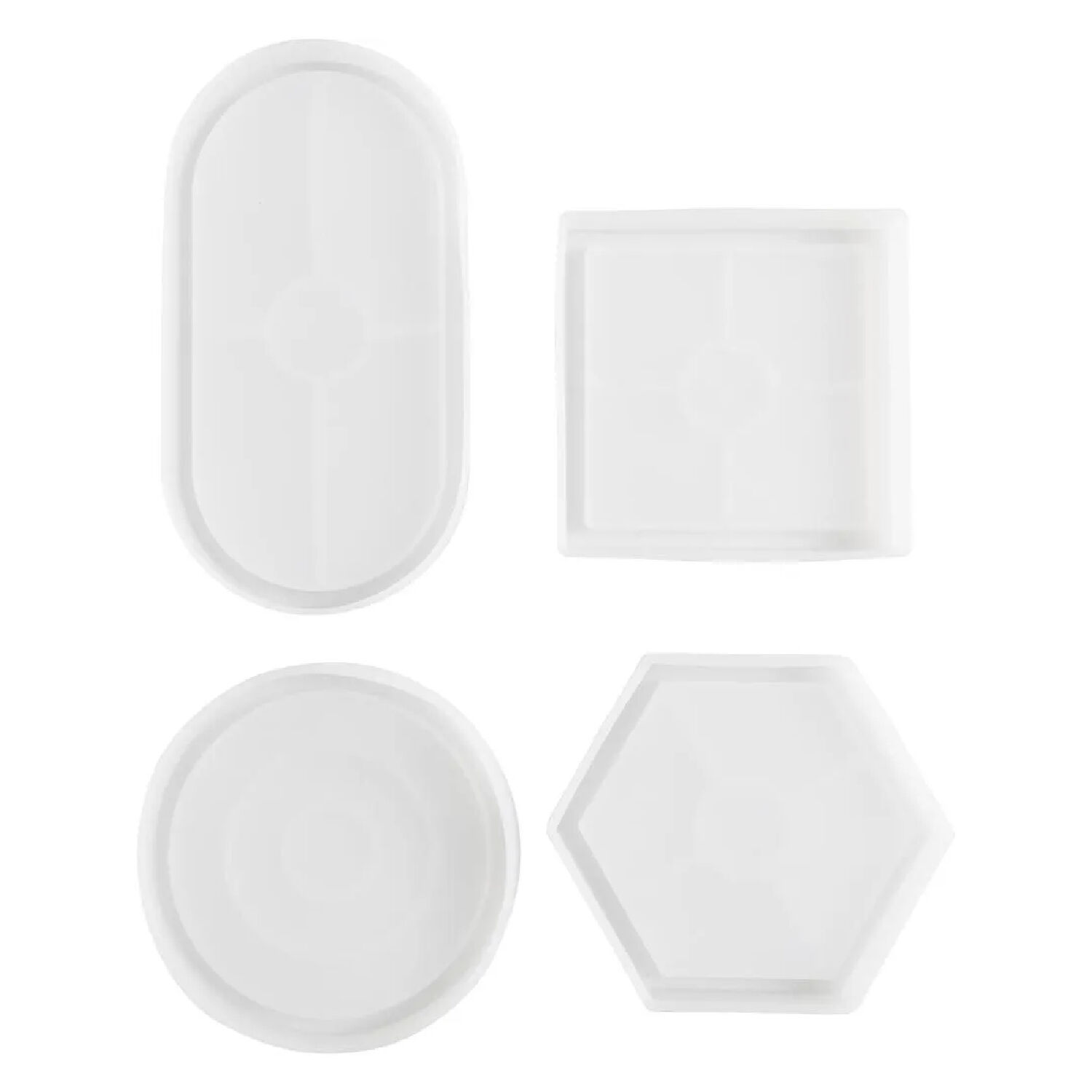 NEU Silikonform / Gie�form, Schalen Quadrat, Kreis, Sechseck, Oval, 9-11,2 cm, 4 Formen Bild 2