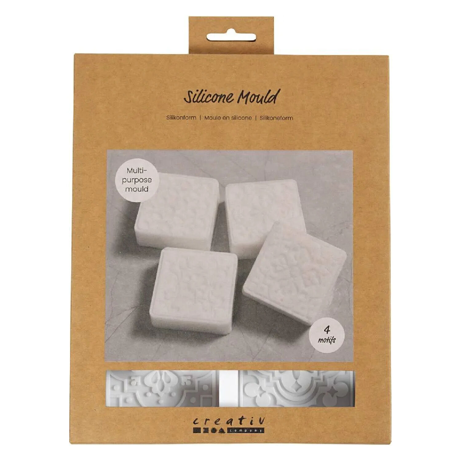 NEU Silikonform / Gie�form, Quadratisch mit grafischem Design, 6,8 x 6,8 x 2,4 cm, 4 Motive