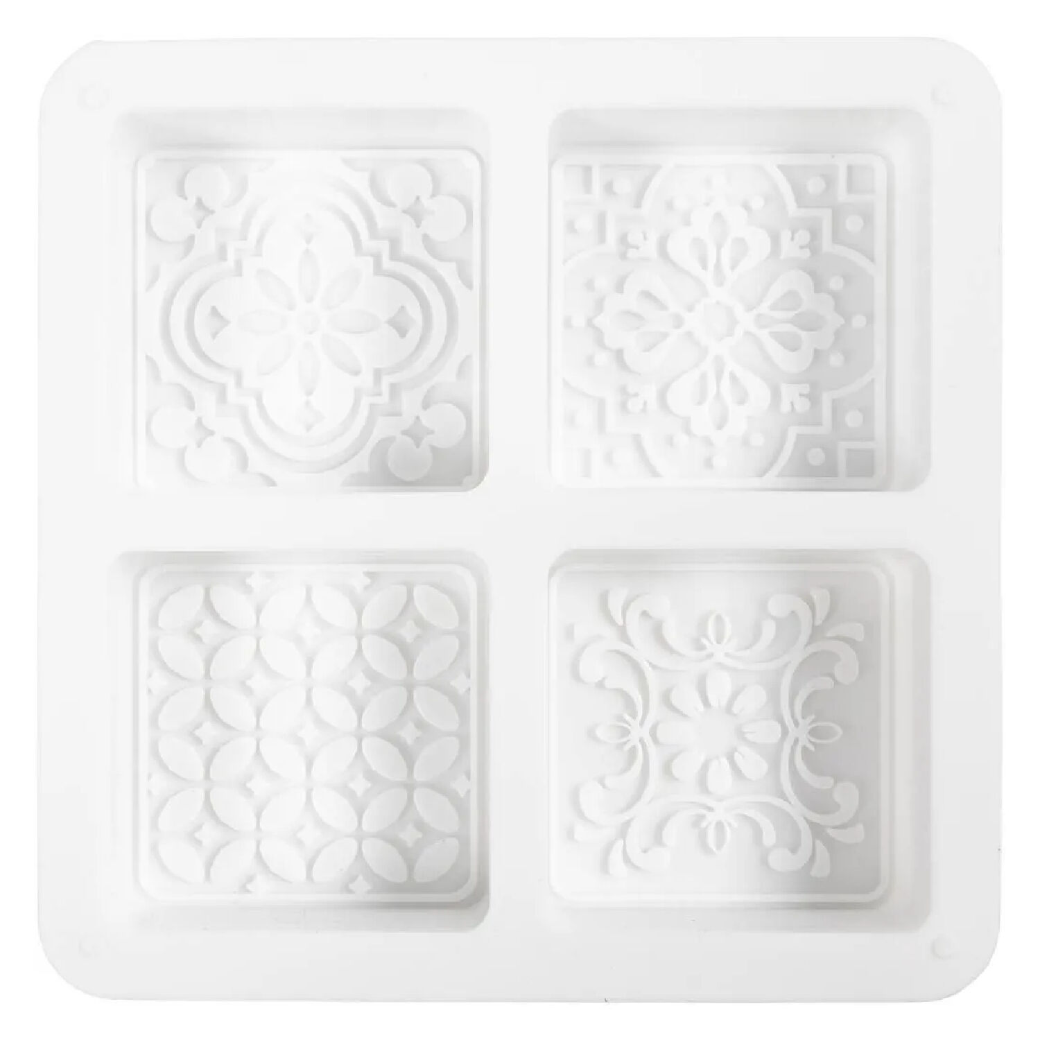 NEU Silikonform / Gie�form, Quadratisch mit grafischem Design, 6,8 x 6,8 x 2,4 cm, 4 Motive Bild 2