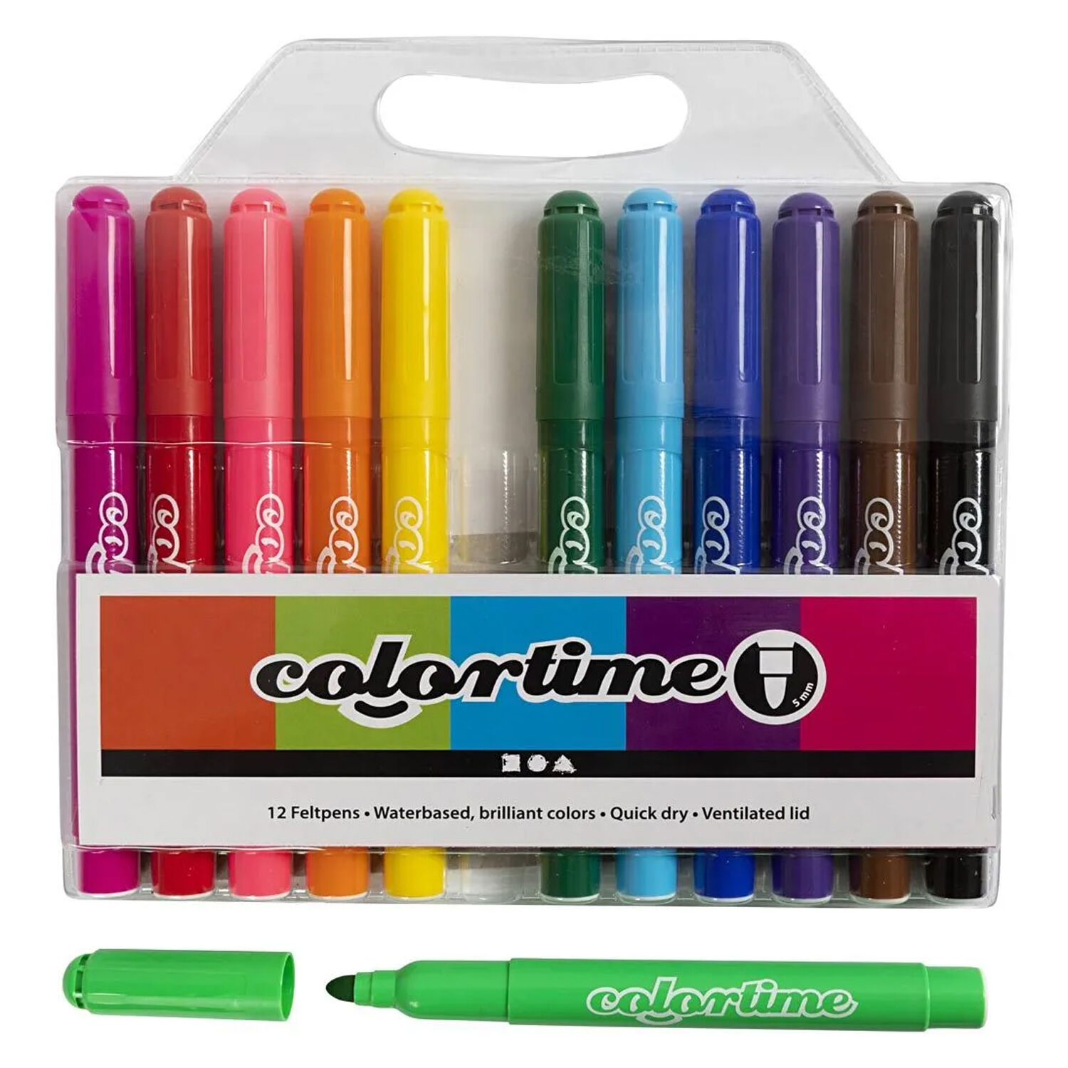 NEU Colortime Filzstifte, Standard-Farben, Strichst�rke 5 mm, 12 Stk. Bild 2