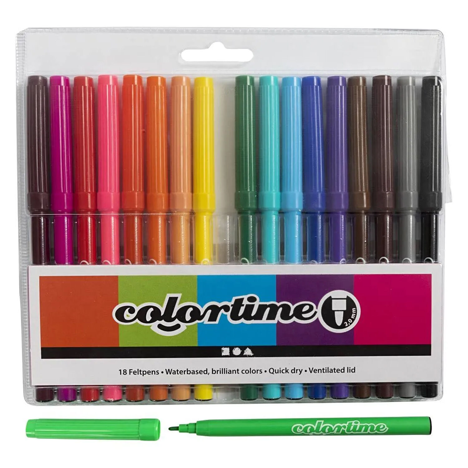 NEU Colortime Filzstifte, Sortierte Farben, Strichst�rke 2 mm, 18 Stk. Bild 2