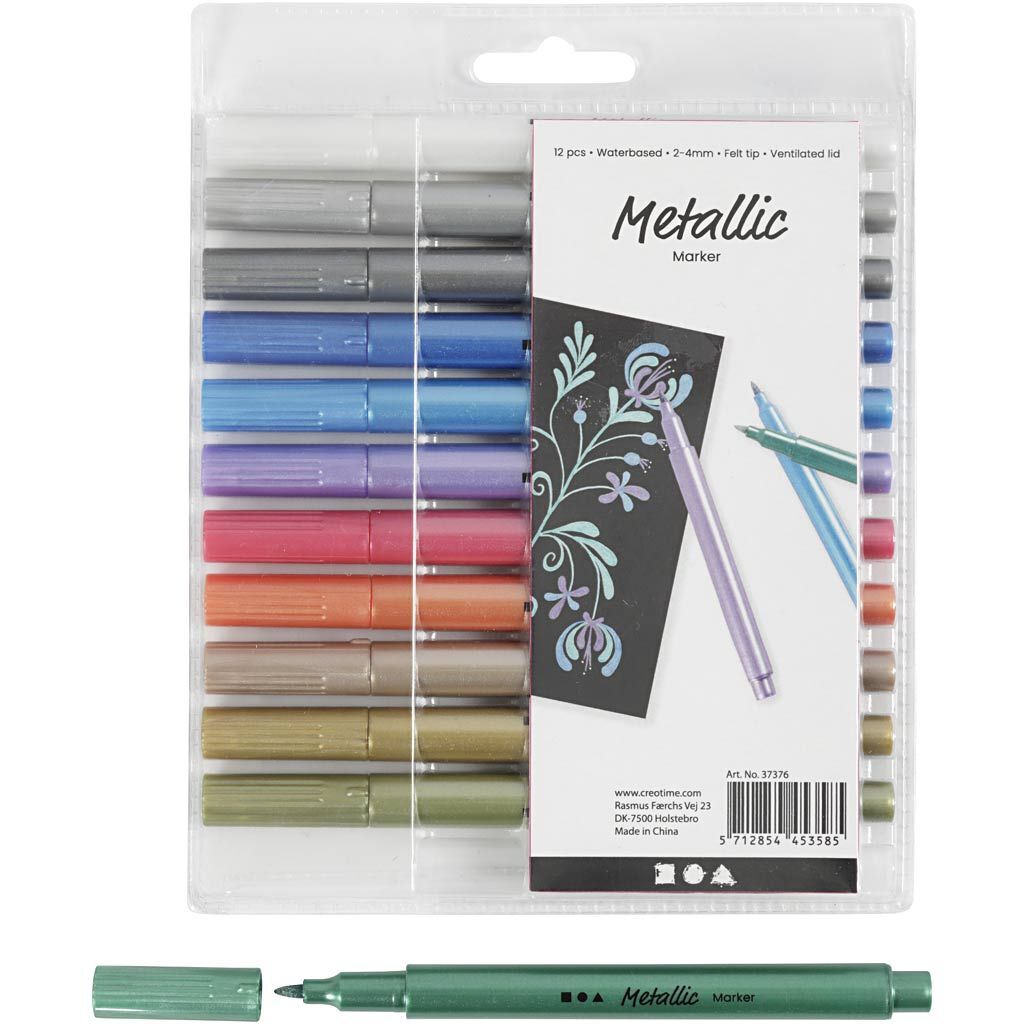 Metallic-Marker, Strichst�rke 2-4 mm, Metallic-Farben, 12 St�ck Bild 2