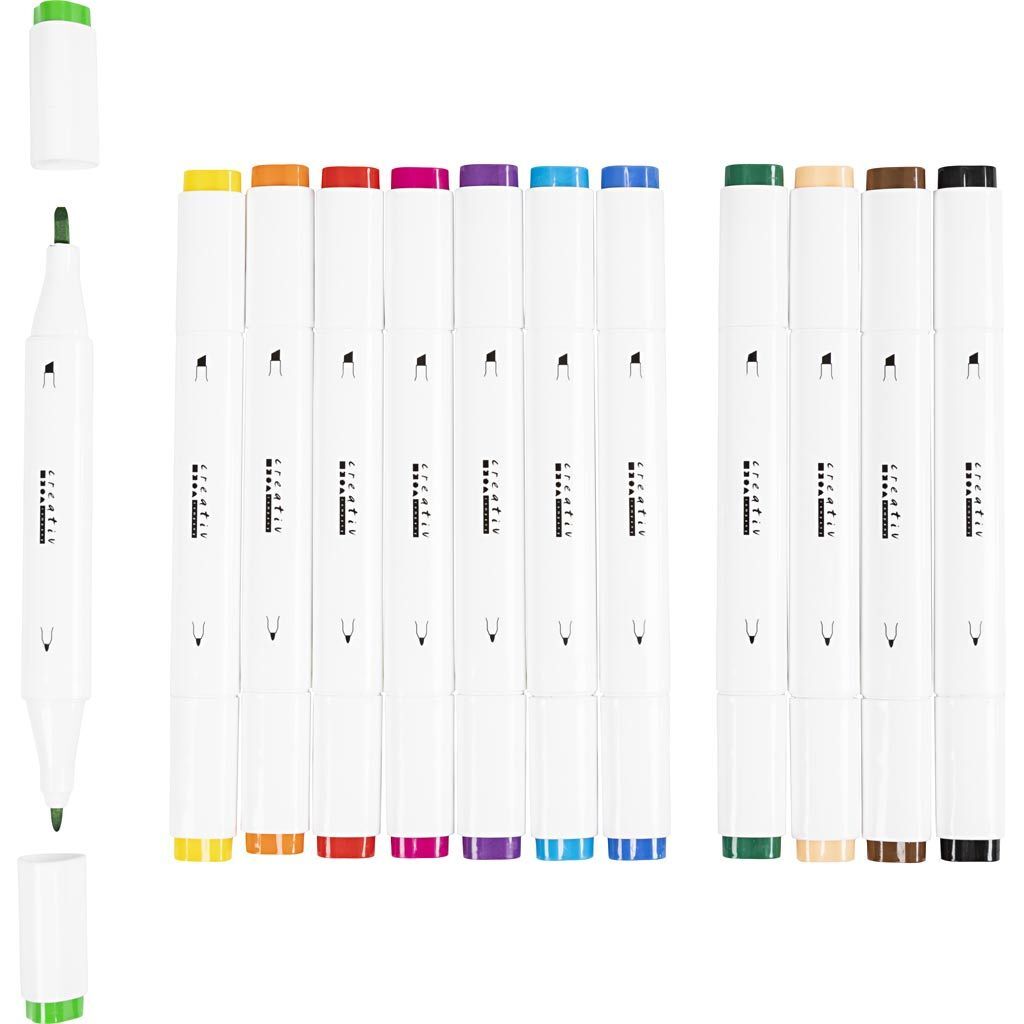 Twin Marker Filzstifte, Strichst�rke 1+8 mm, Standard-Farben, 12 St�ck Bild 3