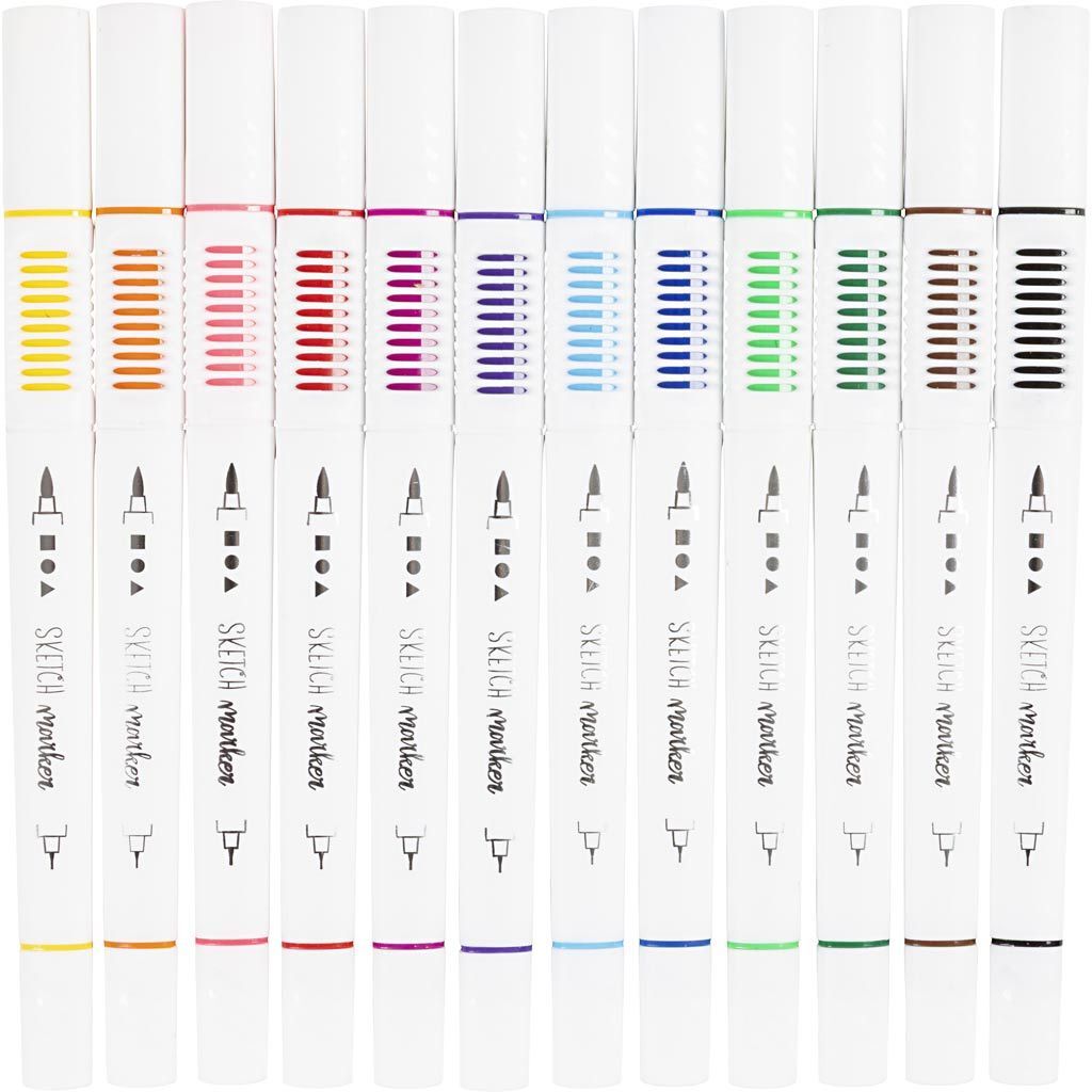 Sketch Marker, Strichst�rke 1+2-5 mm, Standard-Farben, 12 St�ck Bild 3