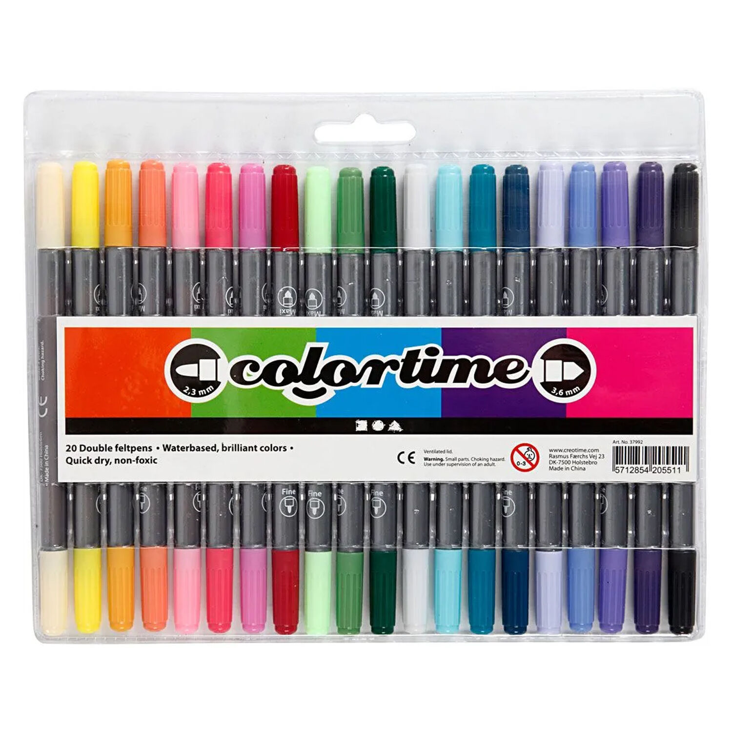 NEU Colortime Dual-Filzstifte, Trend-Farben, Strichst�rke 2,3+3,6 mm, 20 Stk.