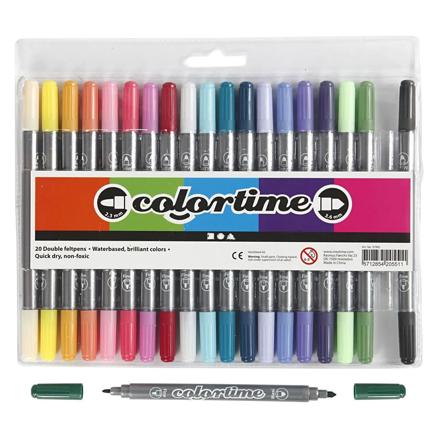 NEU Colortime Dual-Filzstifte, Trend-Farben, Strichst�rke 2,3+3,6 mm, 20 Stk. Bild 2