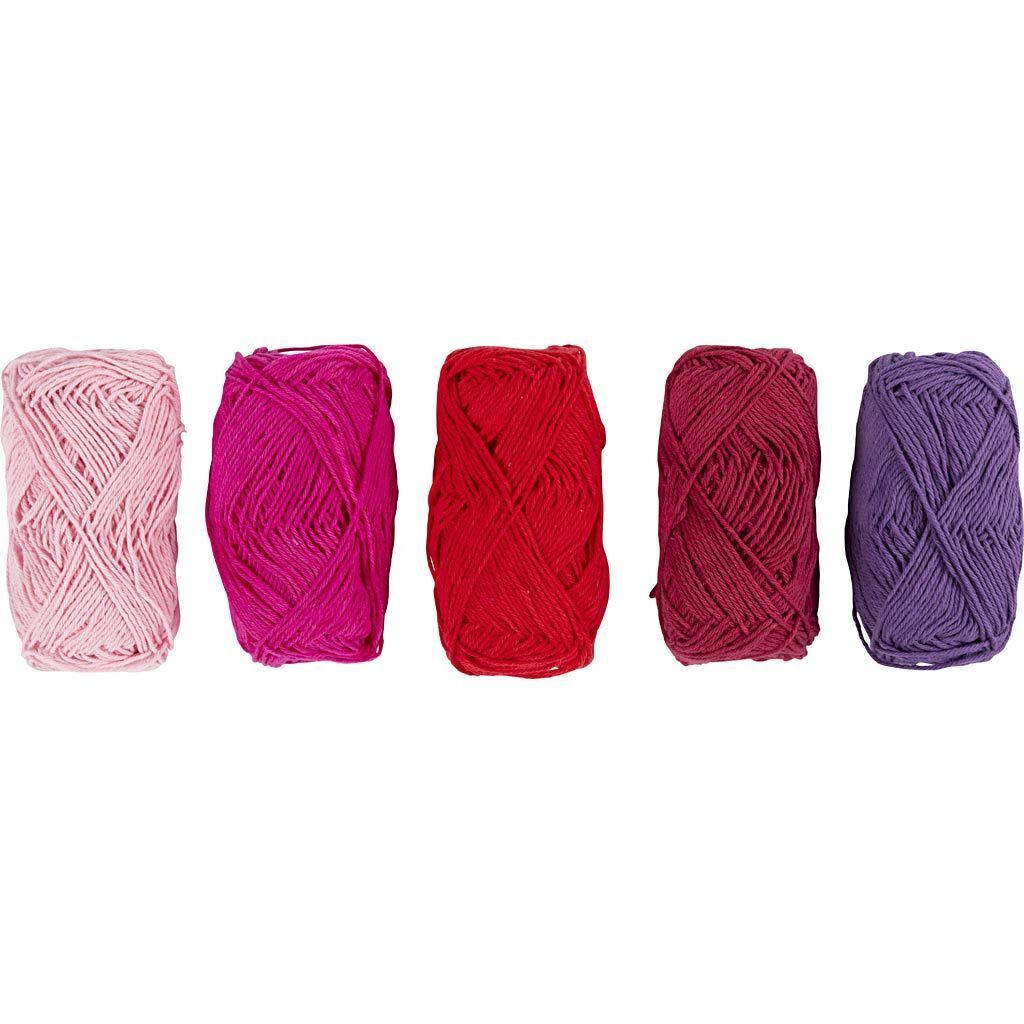 Baumwollgarn, Nr. 8/4, L�nge 5x50 m, Harmonie in Lila-Pink, 5x20 g