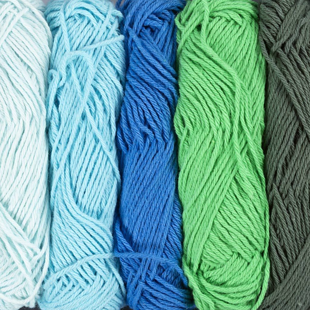 Baumwollgarn, Nr. 8/4, L�nge 5x50 m, Harmonie in Blau-Gr�n, 5x20 g Bild 2