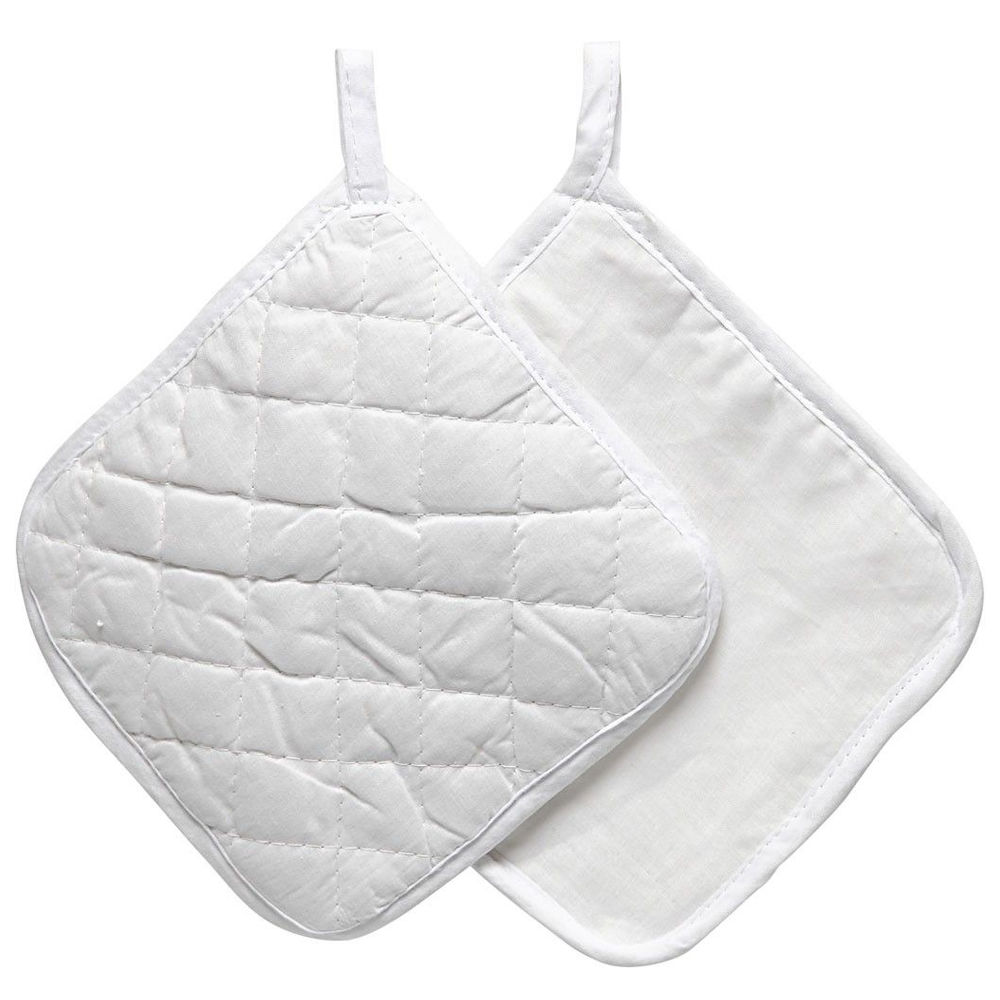Topflappen wei�, wattiert, 20x20cm, 2 St�ck