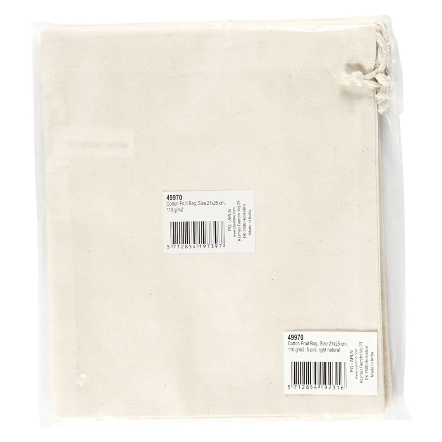 NEU Stoffbeutel, Hellnatur, Gr��e 21x25 cm, 110 g, 5 Stk. Bild 2