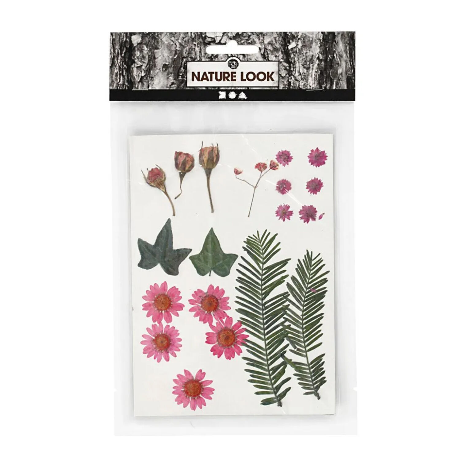 SALE Trockenblumen-, Bl�tter-Sortiment, flach gepresst, Rosa Bild 2