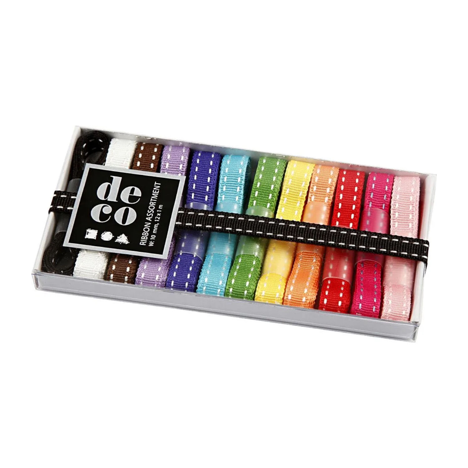 NEU Dekoband-Sortiment Basic, 12 Sortierte Farben, Breite 10 mm, L�nge: 1 Meter