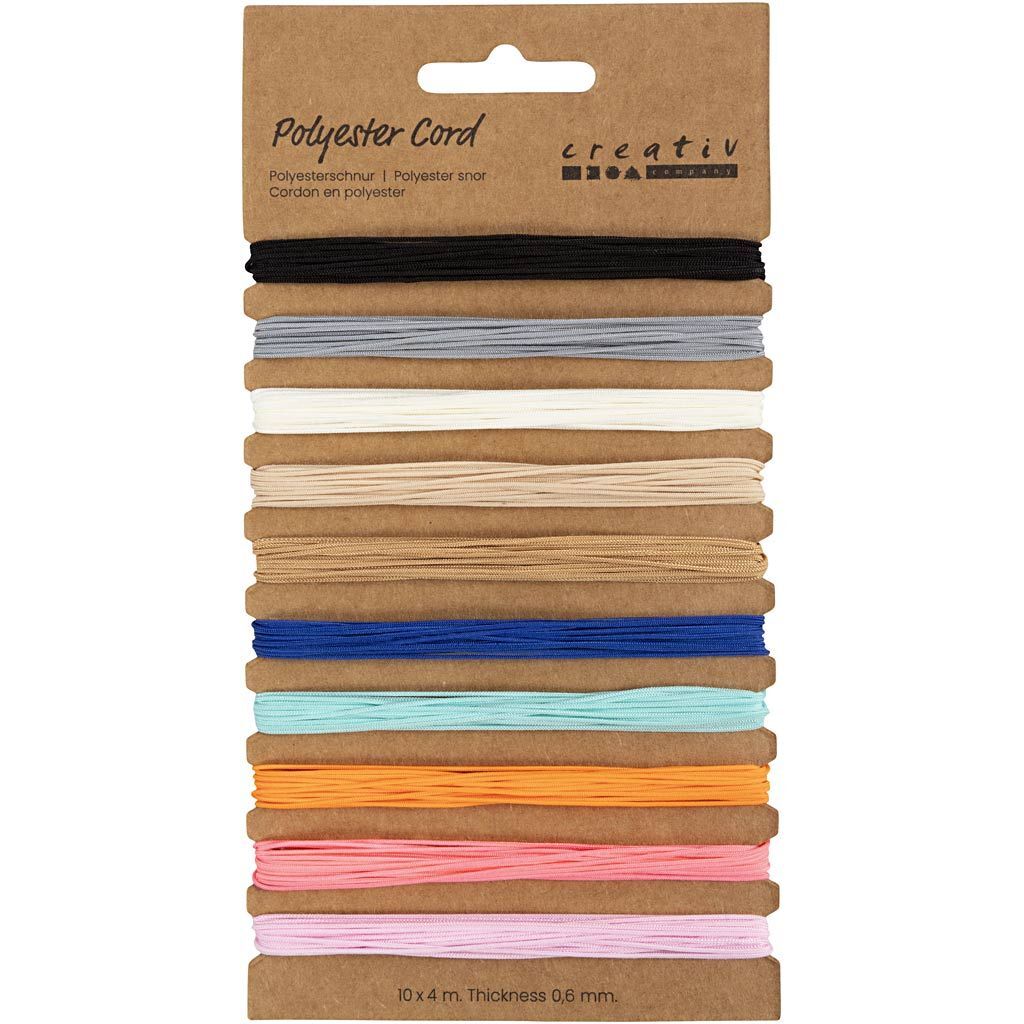 Polyesterschnur, Dicke 0,6 mm, Sortierte Farben, 10x4 m