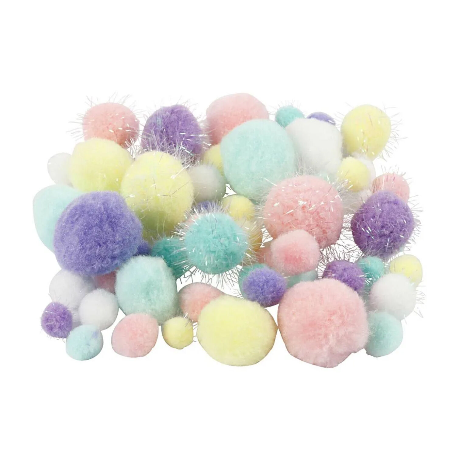 NEU Gro�packung Pompons Glitter Pastellfarben, 400 g