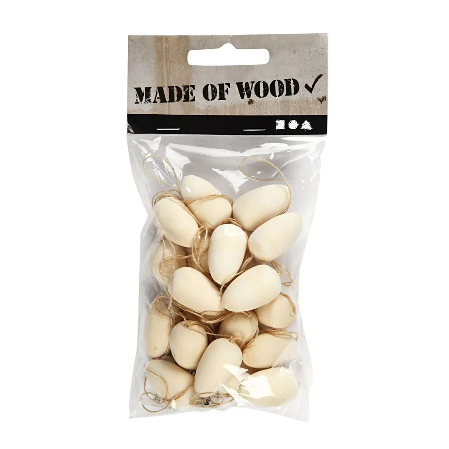NEU Mini-Eier aus Holz mit Schnur, 2,5 x 1,5 cm, 20 St�ck Bild 2