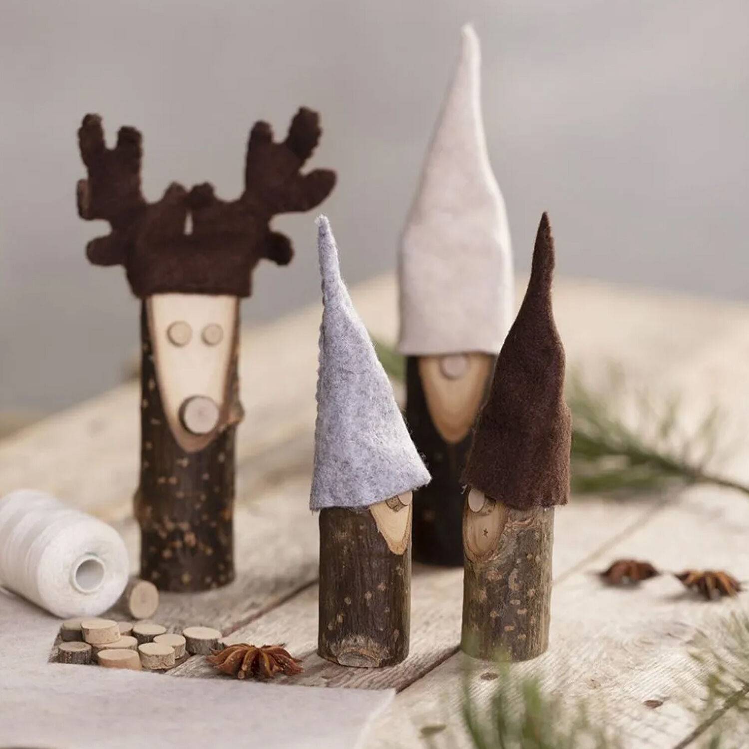 NEU Kurze Holz�ste mit schr�ger Schnittkante, � 25-35 mm, H�he 8+12 cm, 4 Stk. Bild 3