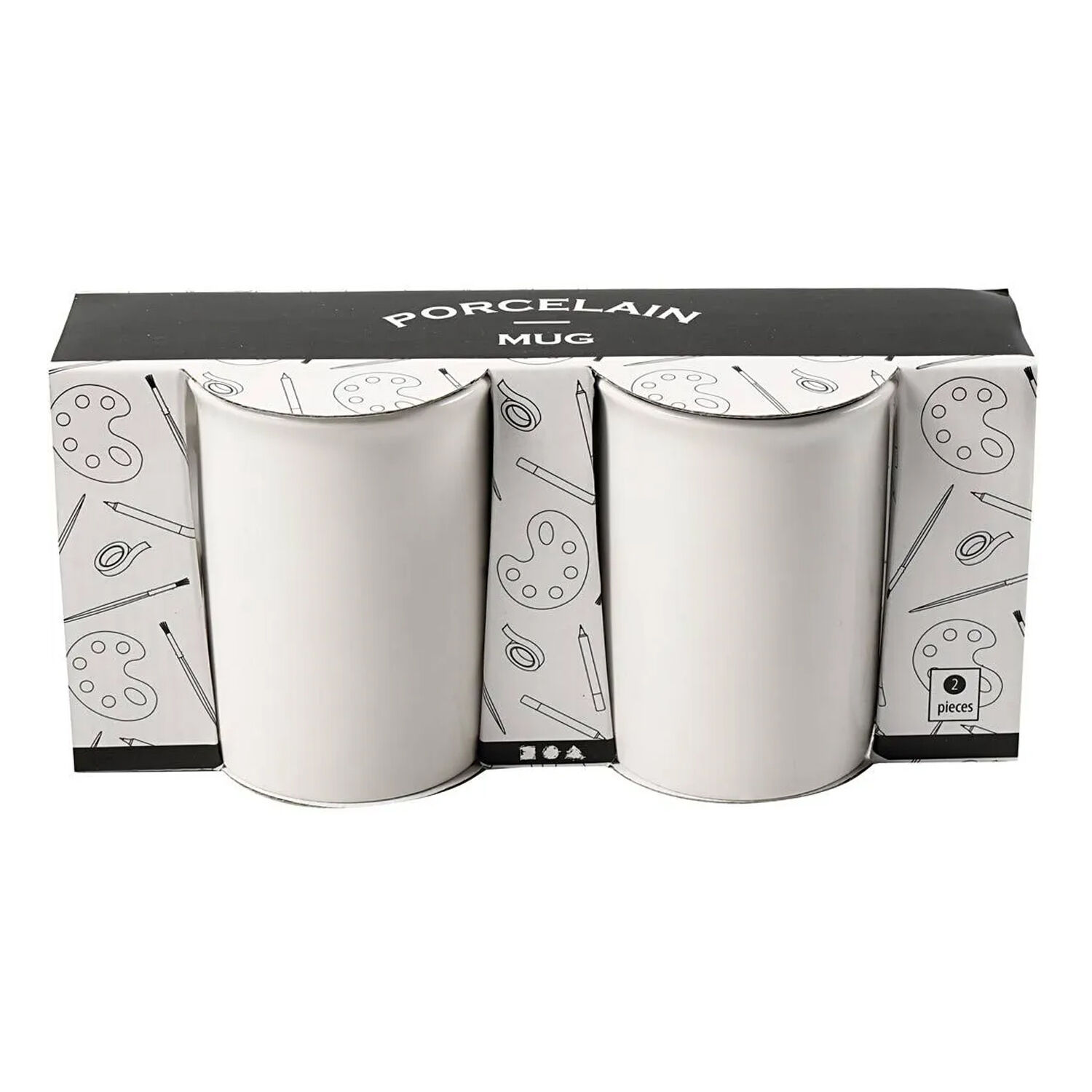 NEU Porzellanbecher / Kaffebecher, Wei�, H 10 cm, � 7,4 cm, 2 Stk.