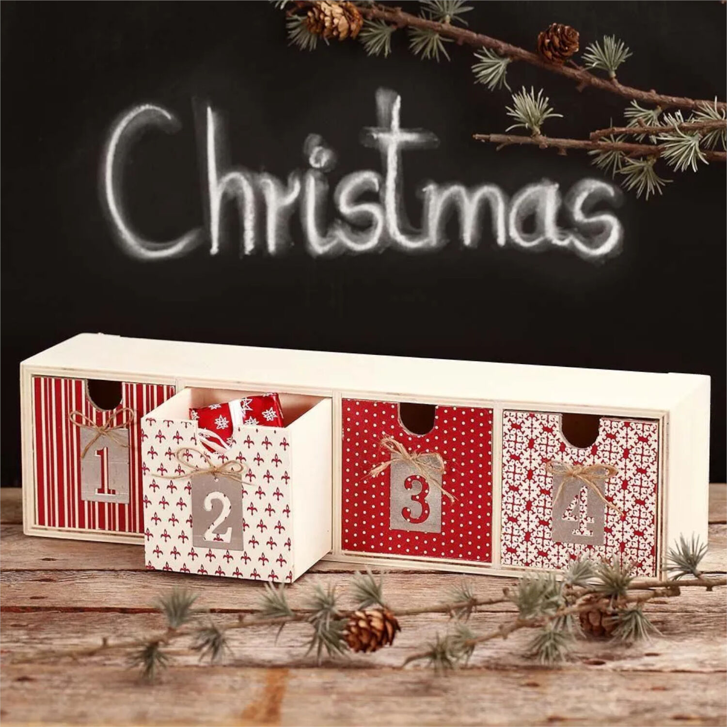 NEU Holzkasten mit 4 Boxen / Schubladenbox, Gr��e: 9,2 x 34,7 cm, 1 St�ck Bild 3