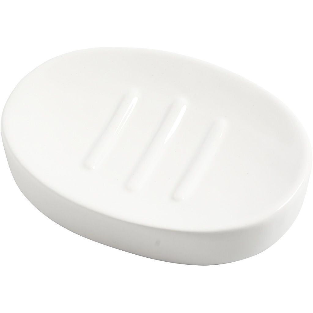 Seifenschale, H�he 2,5 cm, L�nge 13,5 cm, Breite 10 cm, Wei�, 1 St�ck