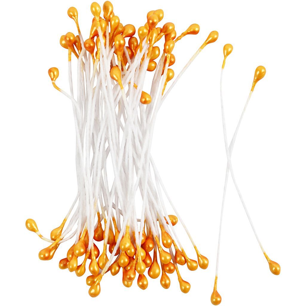 Bl�tenstaubbl�tter, L�nge 6,4 cm, Durchmesser 2 mm, Orange metallic, 100 St�ck Bild 2