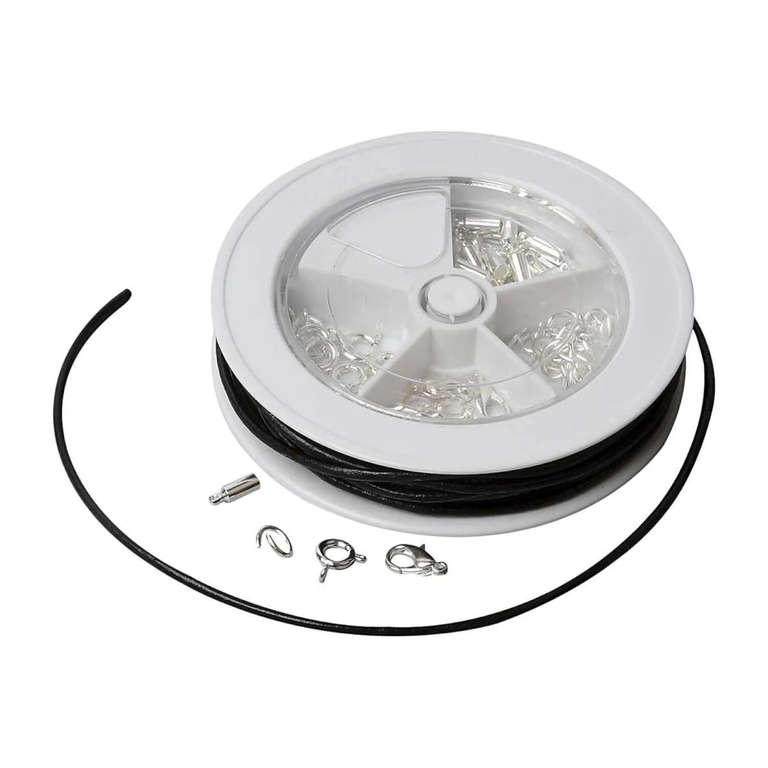 NEU Basis-Set Schmuckzubeh�r, silberfarben mit Lederband in schwarz