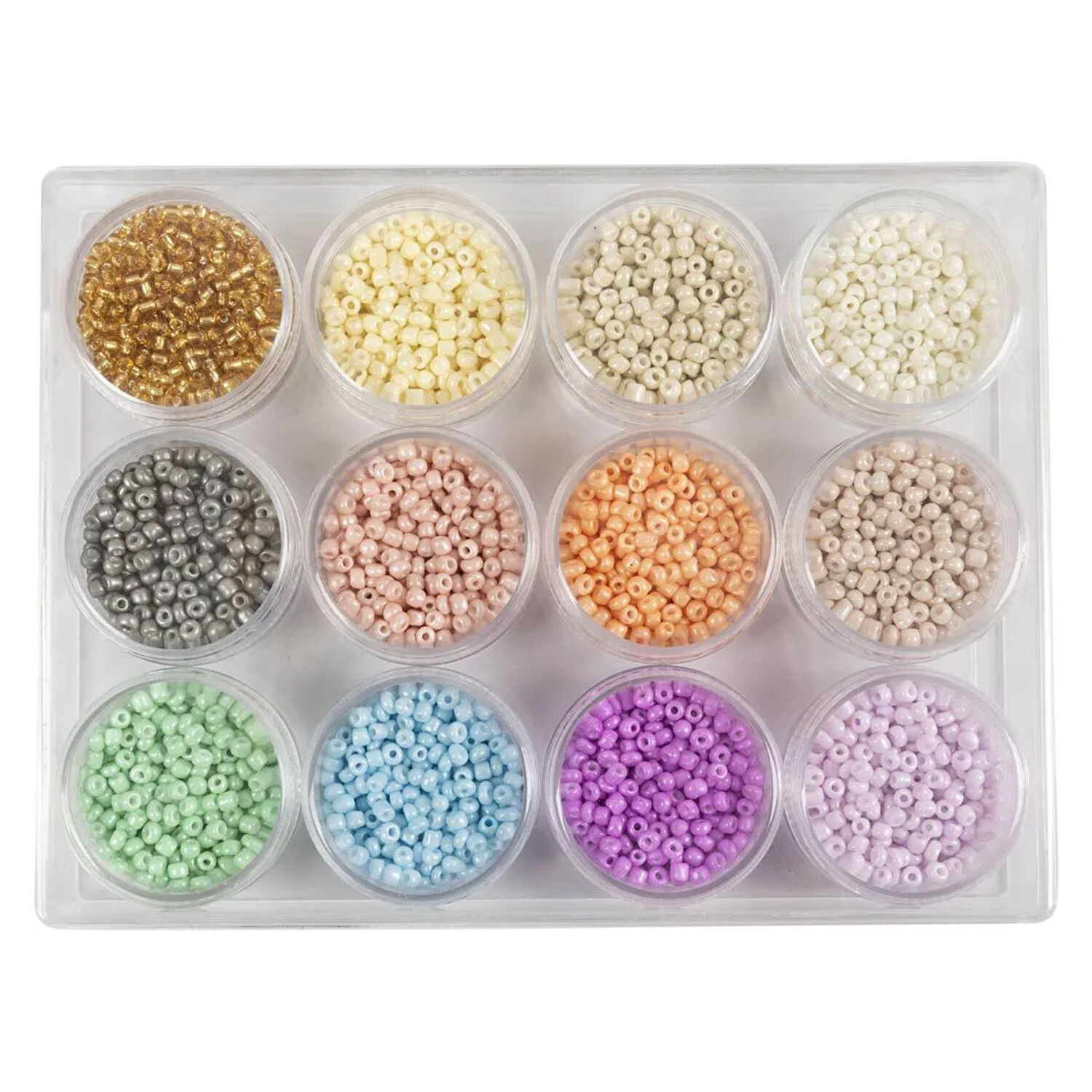 NEU Rocailleperlen, Pastellfarben, � 3 mm, Lochgr��e 0,6-1,0 mm, Gr��e 8/0, 12x17 g