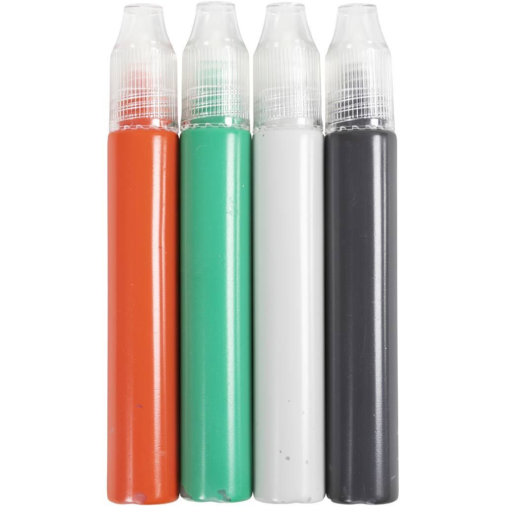 Kerzenmalstifte / Kerzenpens, Schwarz, Gr�n, Hellgrau, Rot, 4x30 ml Bild 3