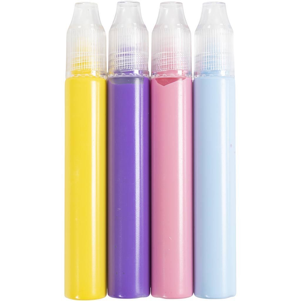 Kerzenmalstifte / Kerzenpens, Hellblau, Hellpink, Flieder, Gelb, 4x30 ml Bild 3