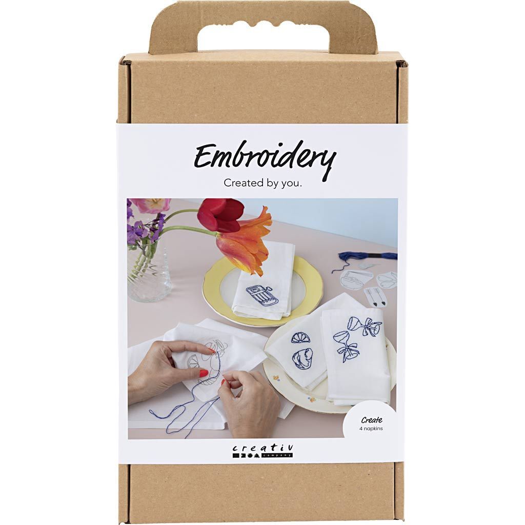 Kreativ Set Sticken, Servietten, Creme