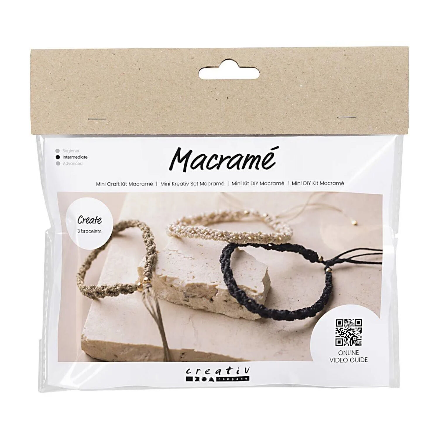 NEU Kreativ Set f�r 3 Macram� Armb�nder in Schwarz, Olivbraun und Beige