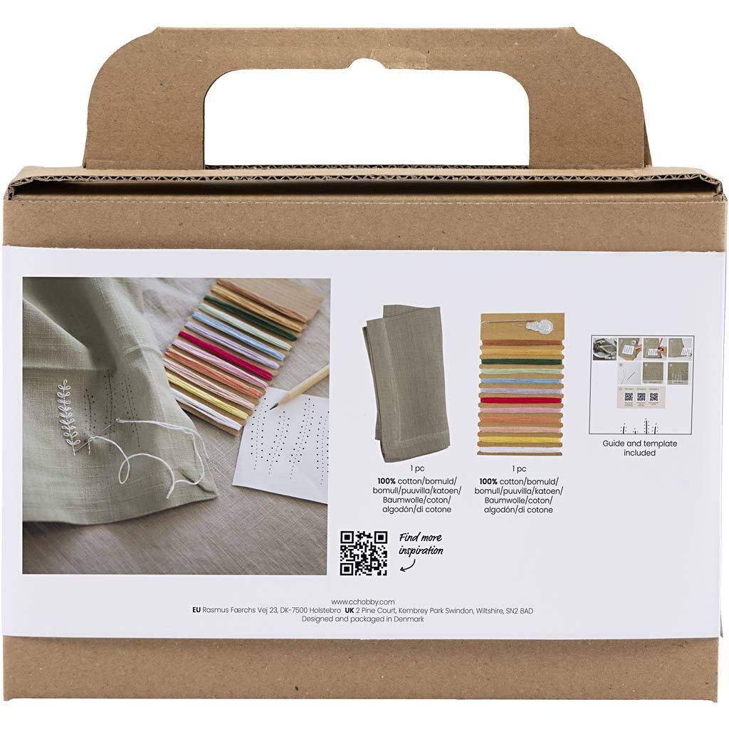Kreativ Set Sticken, Serviette, Staubgr�n Bild 2