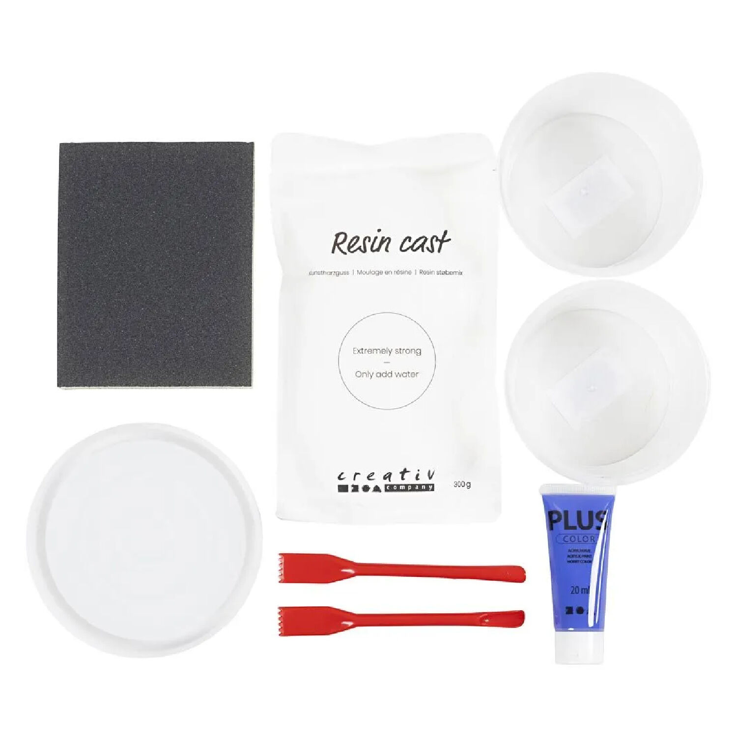 NEU Kreativ-Set Harzgie�en, Rundes Tablett mit Marmorierung, Blau, Wei� Bild 2