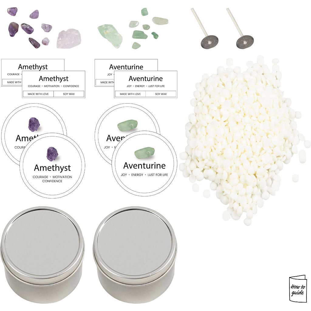 Kreativ Set Kerzengie�en, Sojawachskerze mit Aventurin und Amethyst Bild 3