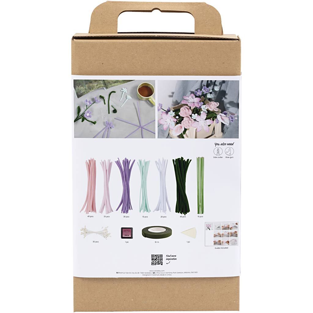 Kreativ Set Blumen aus Pfeifenreiniger / Biegepl�sch / Chenilledrahtn, Blumen, Pastellfarben Bild 2