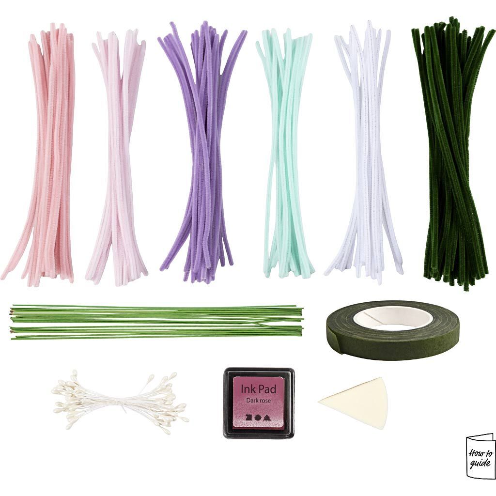 Kreativ Set Blumen aus Pfeifenreiniger / Biegepl�sch / Chenilledrahtn, Blumen, Pastellfarben Bild 3