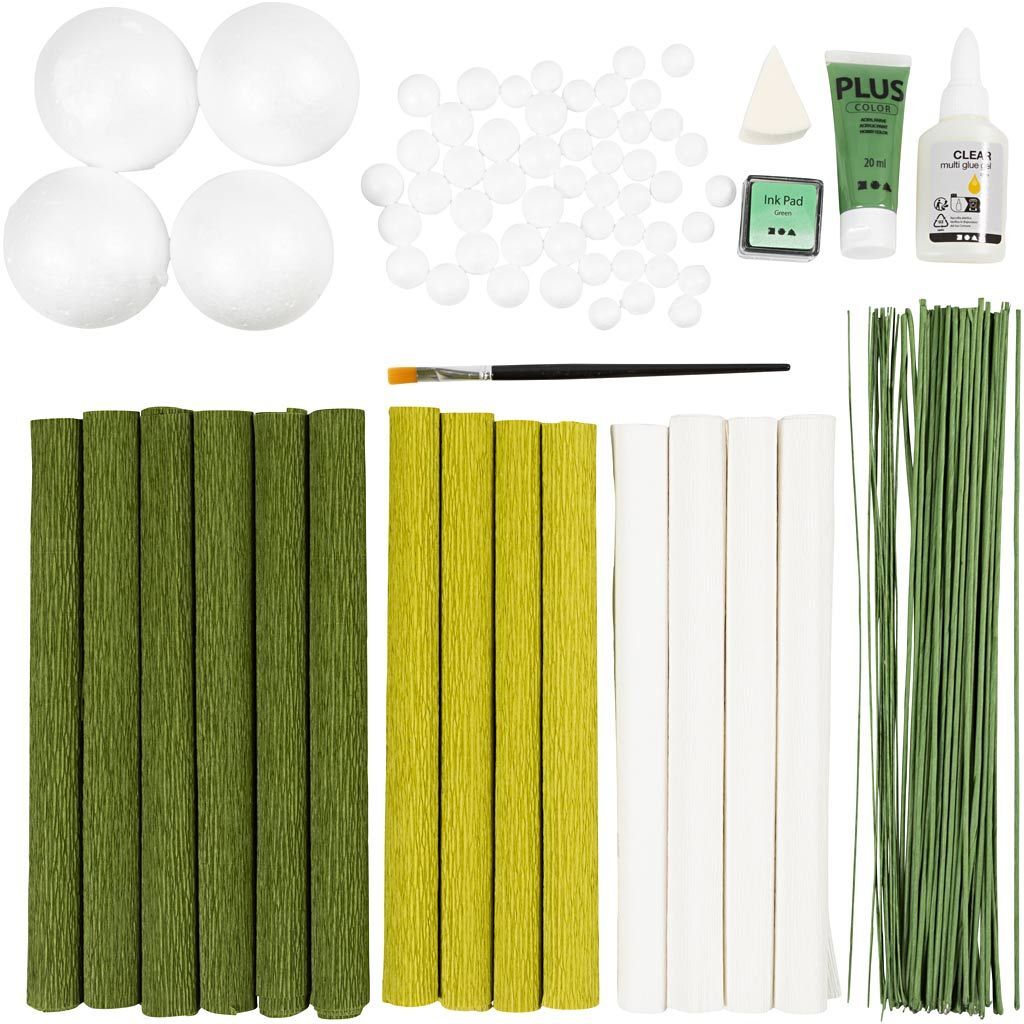 Maxi Kreativ Set Floristen-Krepppapier, Blumenstrau�, Hellgr�n, Dunkelgr�n, Pastellgr�n, Wei� Bild 3