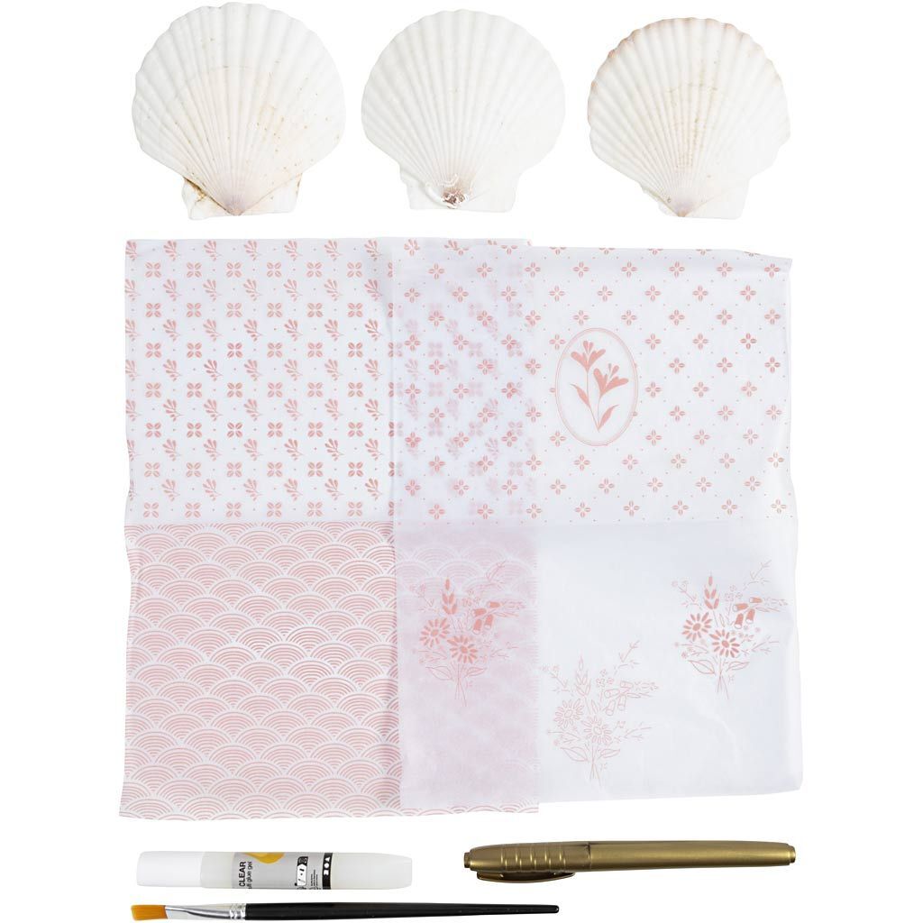 Mini Kreativ Set D�coupage, Muschelschalen, Rosa mattiert Bild 3
