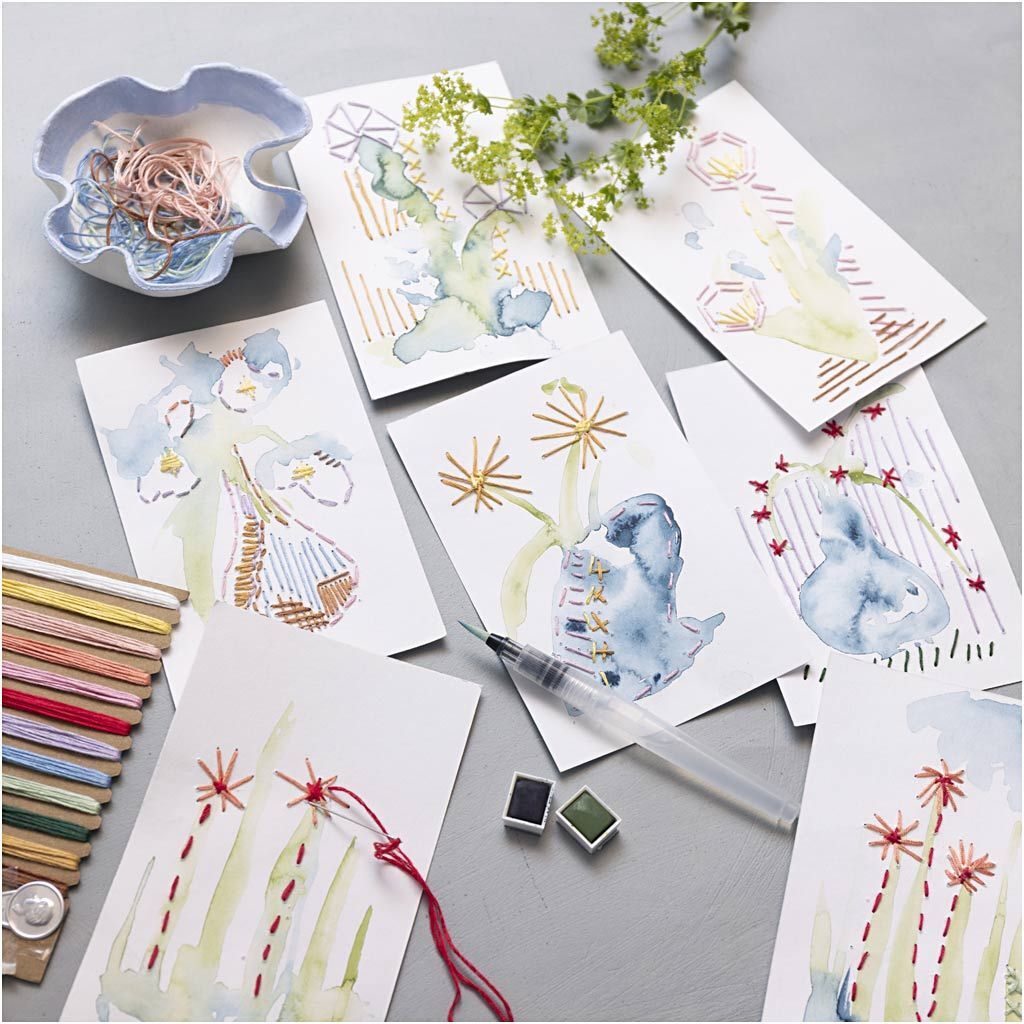 Kreativ Set Sticken, Gem�lde mit Stickerei, Sortierte Farben Bild 4