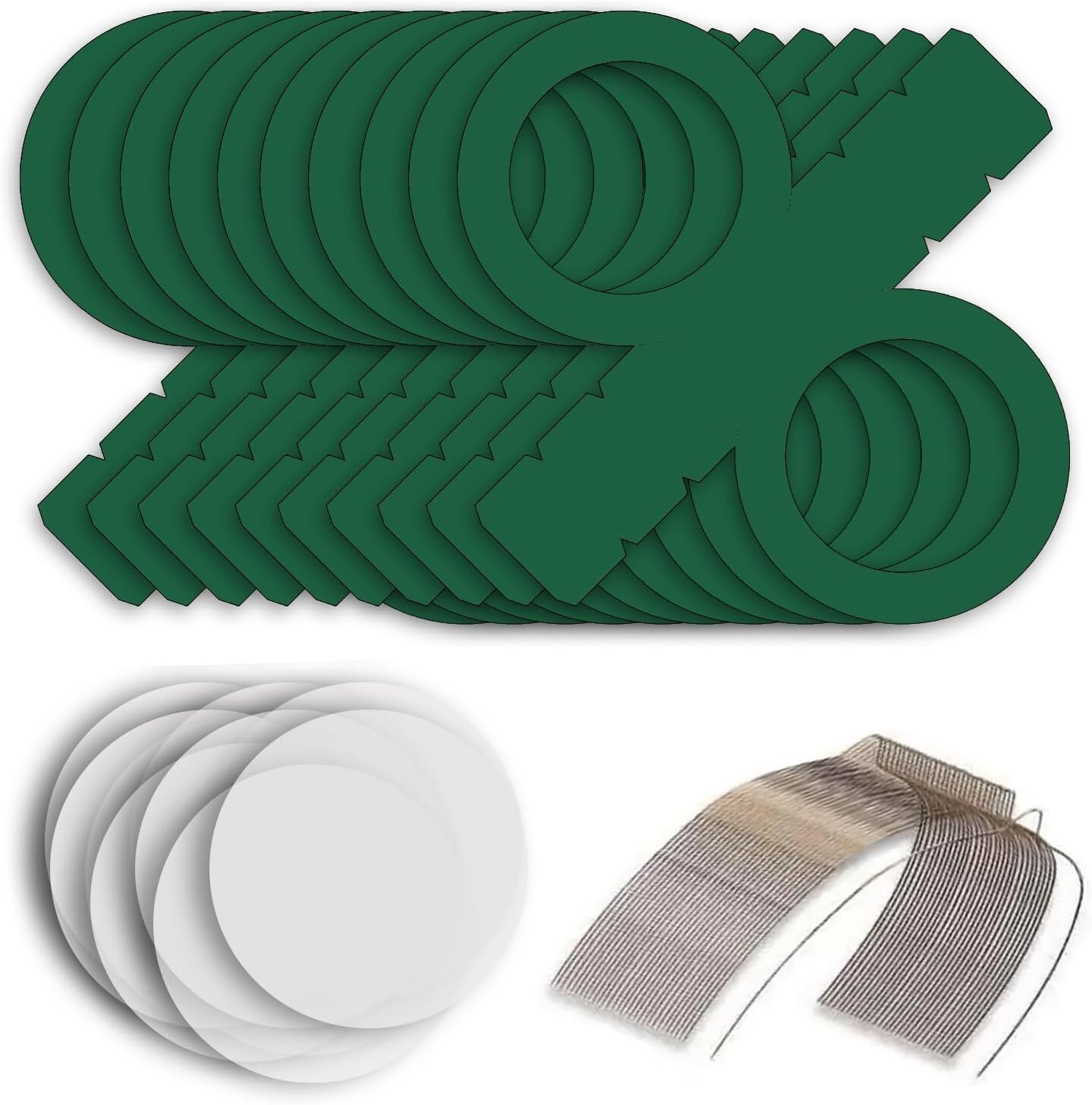 NEU Laternen-Set Dunkelgr�n, 10 runde Laternen-Rohlinge, 10 B�gel & 20 runde Laternenzuschnitte
