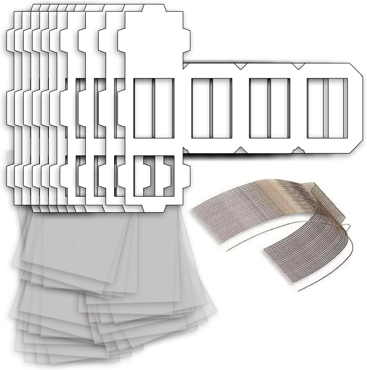 NEU Laternen Bastelset Eckig Wei�, 10 wei�e Rohlinge, 10 B�gel, 25x Transparentpapier 22x51 cm