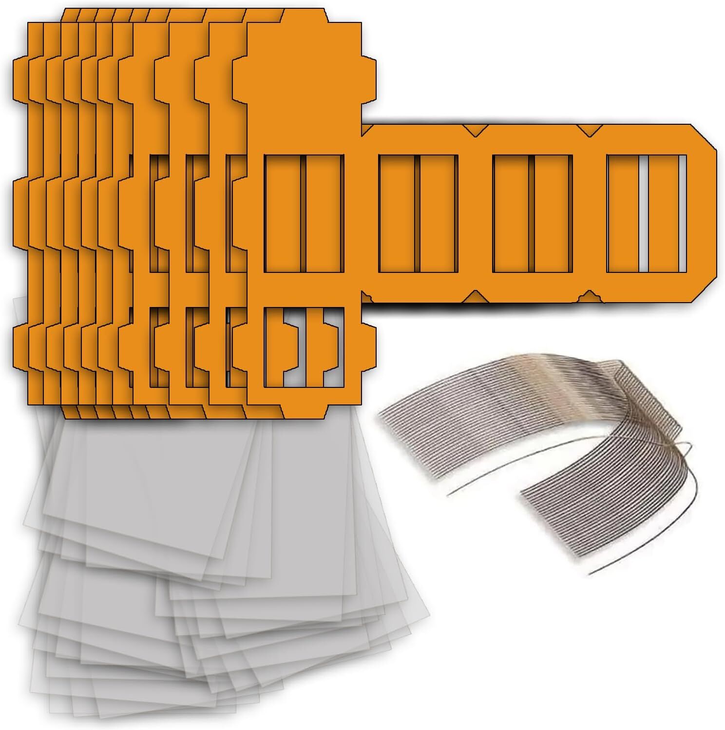 NEU Laternen Bastelset Eckig Orange, 10 orangene Rohlinge, 10 B�gel, 25x Transparentpapier 22x51 cm