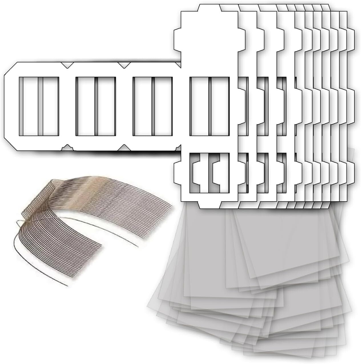 NEU Laternen Bastelset MINI Eckig Wei�, 10 wei�e Rohlinge, 10 B�gel, 25x Transparentpapier 15,5x37 cm