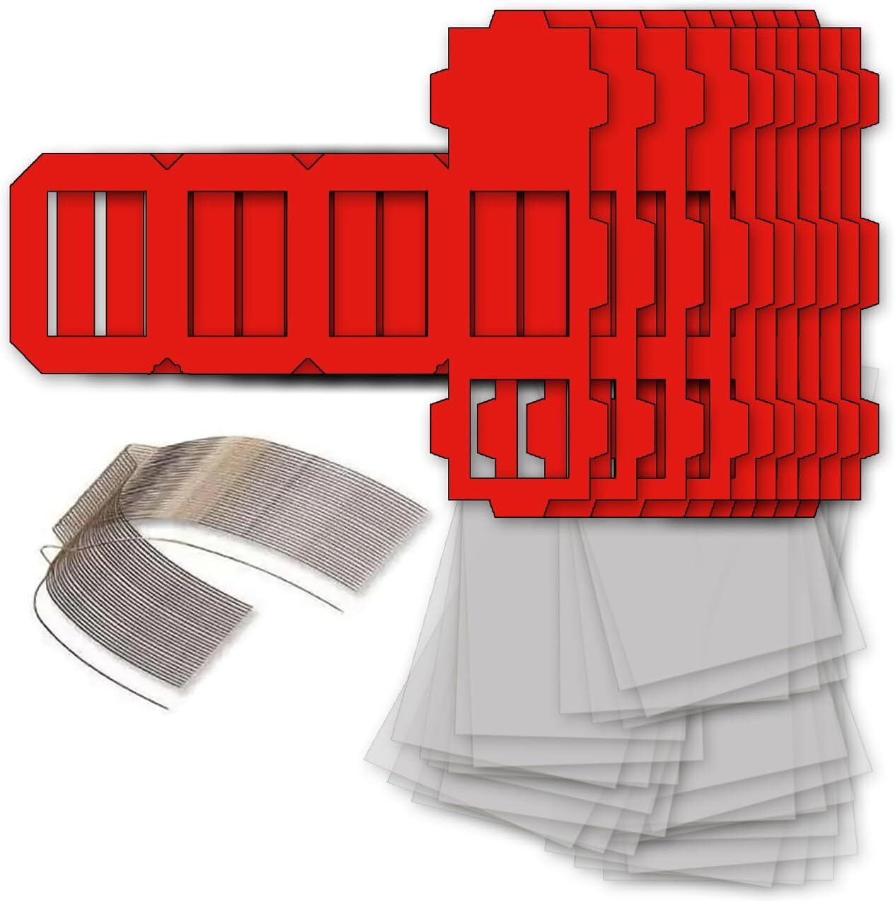NEU Laternen Bastelset MINI Eckig Rot, 10 rote Rohlinge, 10 B�gel, 25x Transparentpapier 15,5x37 cm