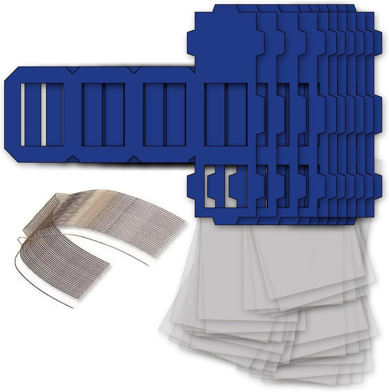 NEU Laternen Bastelset MINI Eckig Blau, 10 blaue Rohlinge, 10 B�gel, 25x Transparentpapier 15,5x37 cm