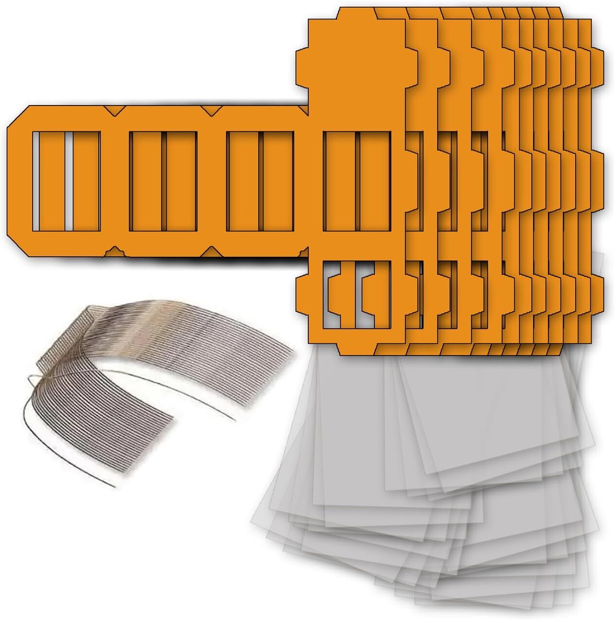 NEU Laternen Bastelset MINI Eckig Orange, 10 orange Rohlinge, 10 B�gel, 25x Transparentpapier 15,5x37 cm