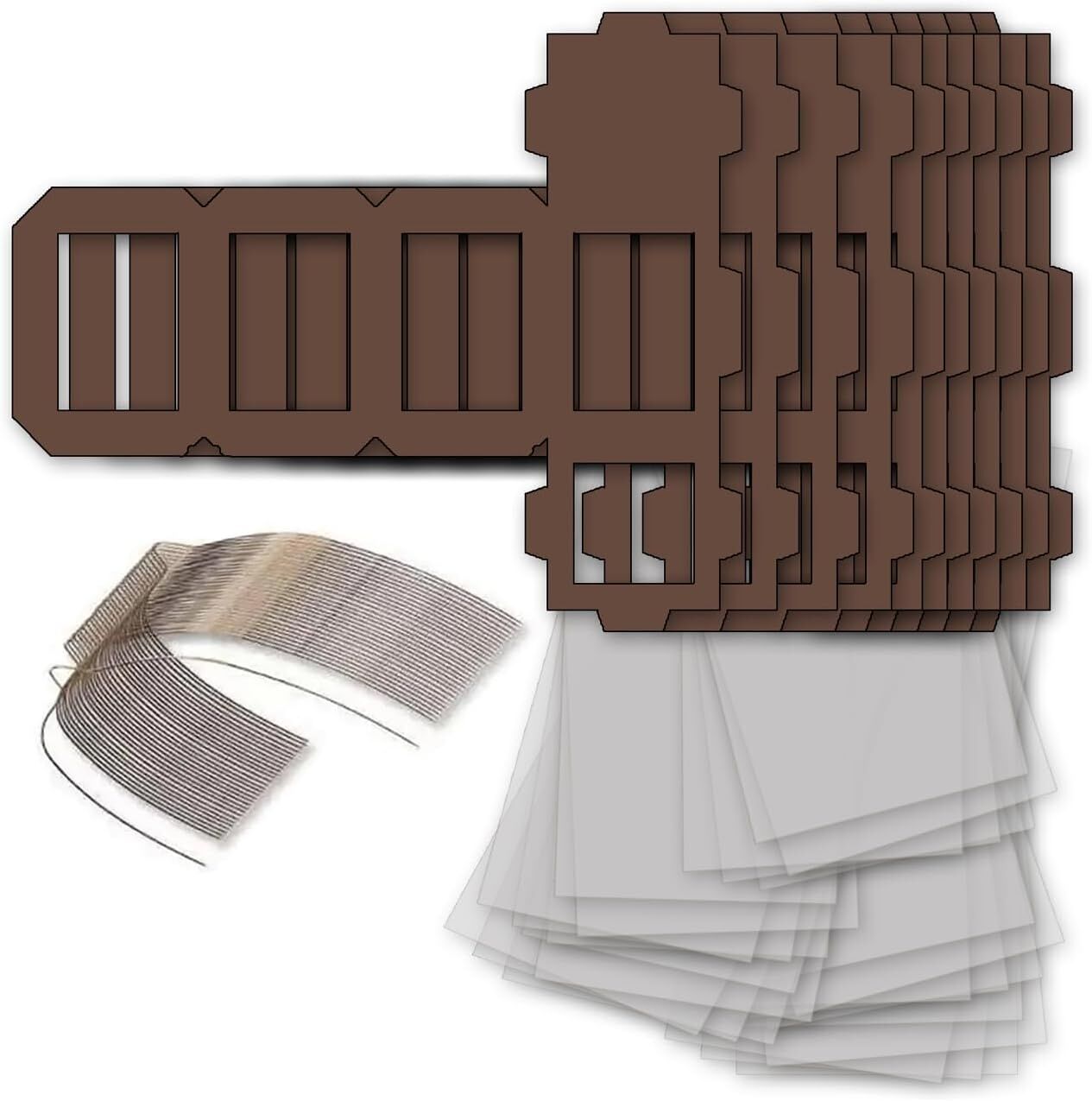 NEU Laternen Bastelset MINI Eckig Braun, 10 braune Rohlinge, 10 B�gel, 25x Transparentpapier 15,5x37 cm