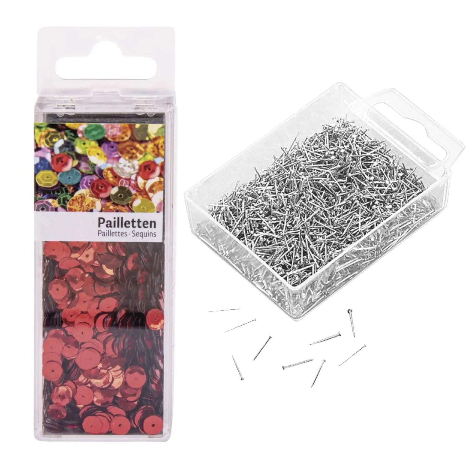 DIY Set Muttertag, Bastelset Pailletten Herz, Styroporherz flach 20cm, 1 Pack Pailletten rot, Stecknadeln 10mm Bild 3