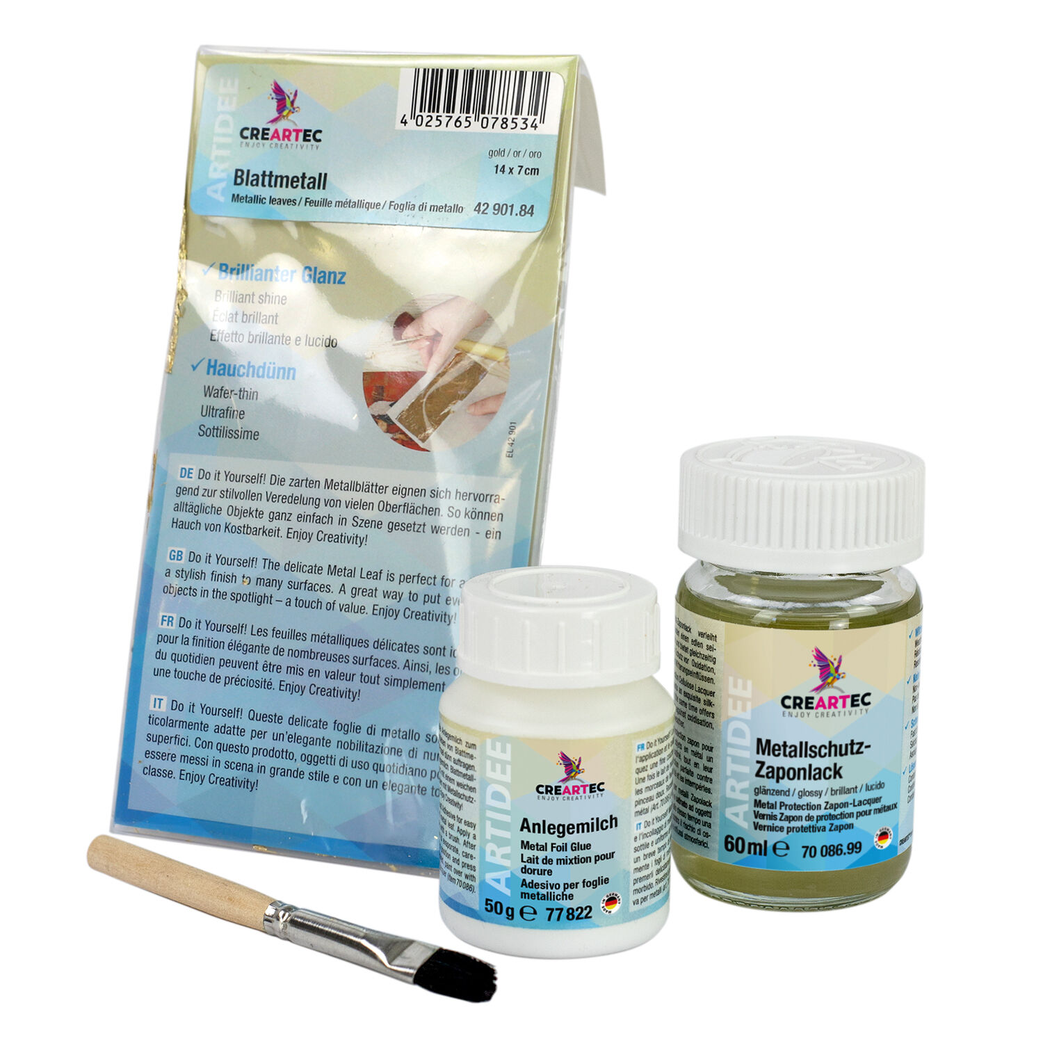 NEU Vergoldungs-Set / Blattmetall-Komplettset, inkl. 25 Blatt und Zubeh�r Bild 2